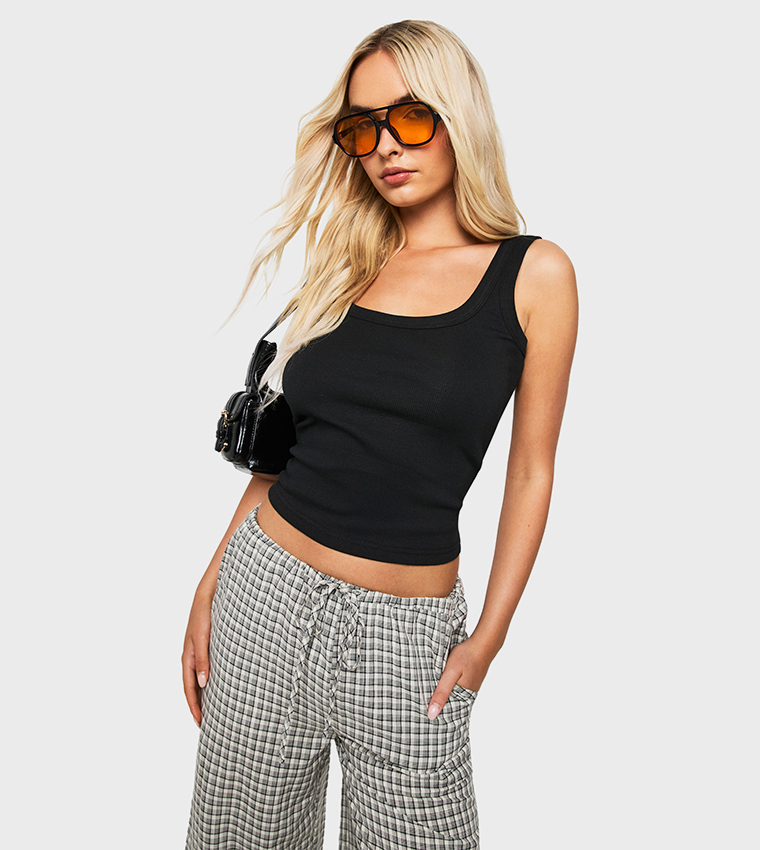 Thick Binding Square Neck Crop Top