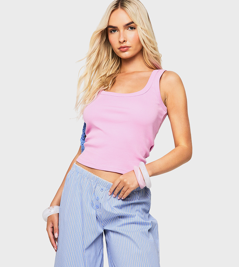Thick Binding Square Neck Crop Top