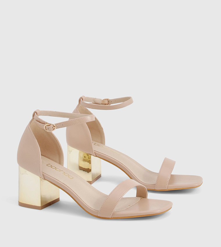 2 Part Barely There Statement Block Heel Sandals