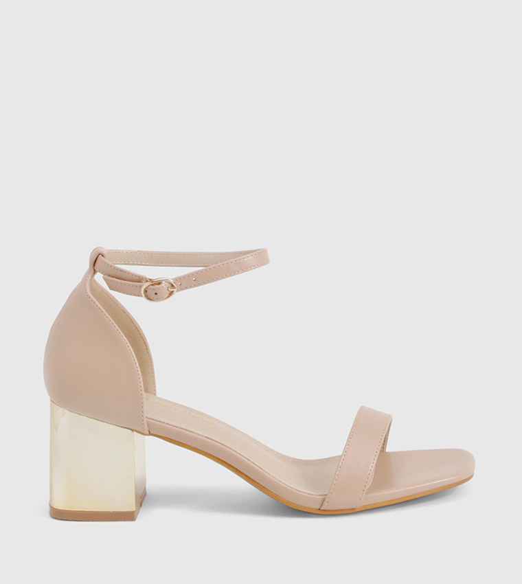 2 Part Barely There Statement Block Heel Sandals