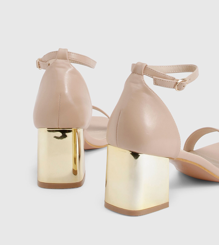 2 Part Barely There Statement Block Heel Sandals