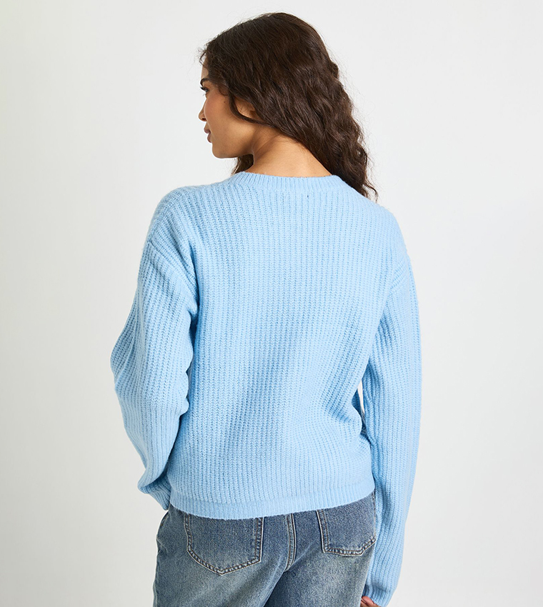 Super Soft Crew Neck Knitted Chunky Cardigan