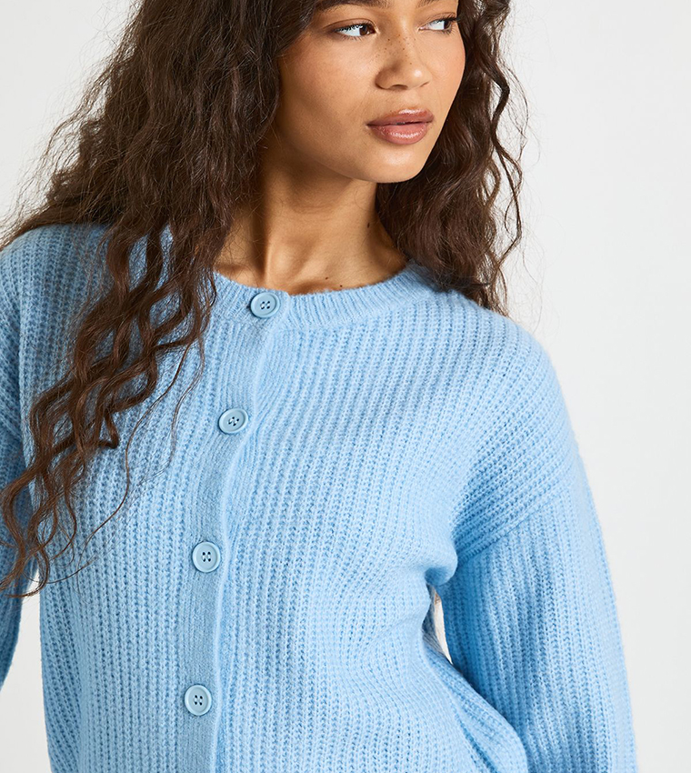 Super Soft Crew Neck Knitted Chunky Cardigan