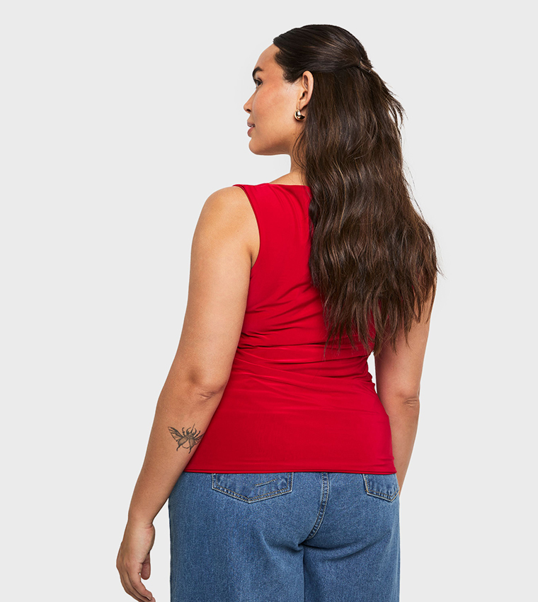 Curve Double Layer Slinky Square Neck Top