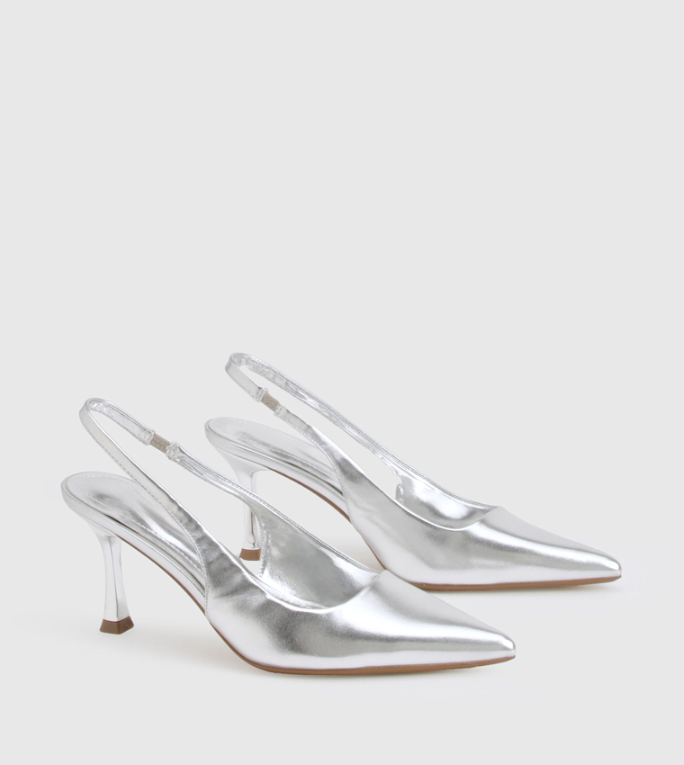Metallic Pointed Toe Slingback Pumps