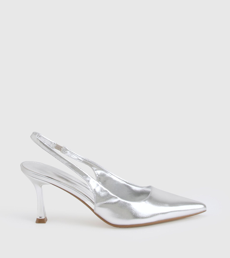 Metallic Pointed Toe Slingback Pumps