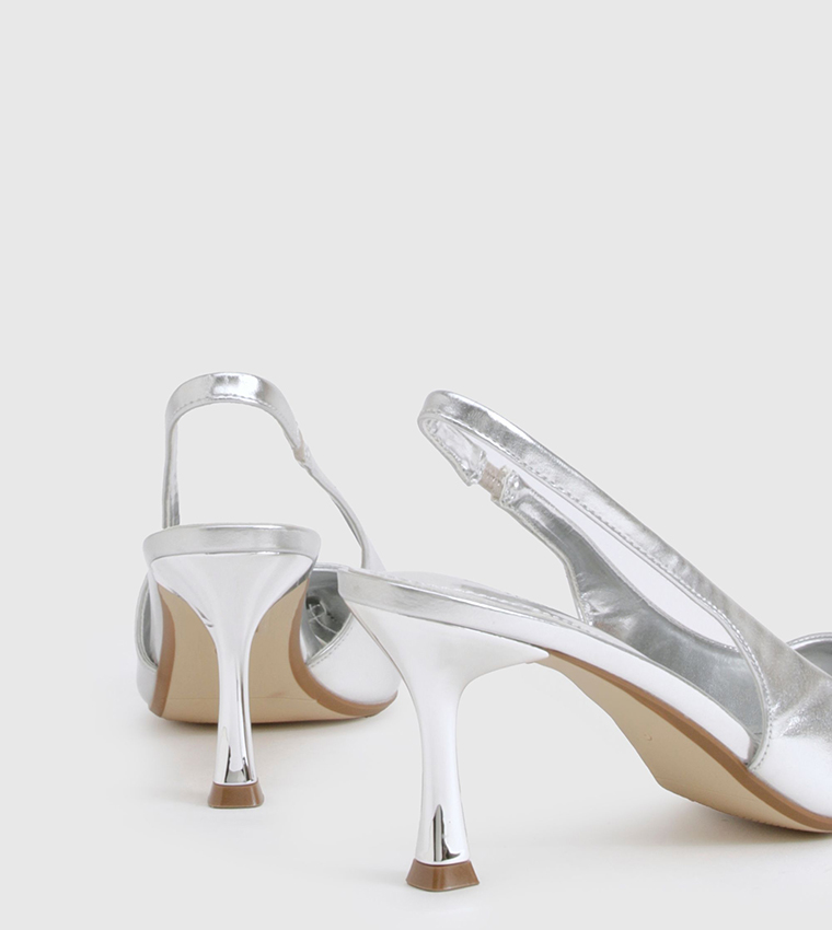 Metallic Pointed Toe Slingback Pumps