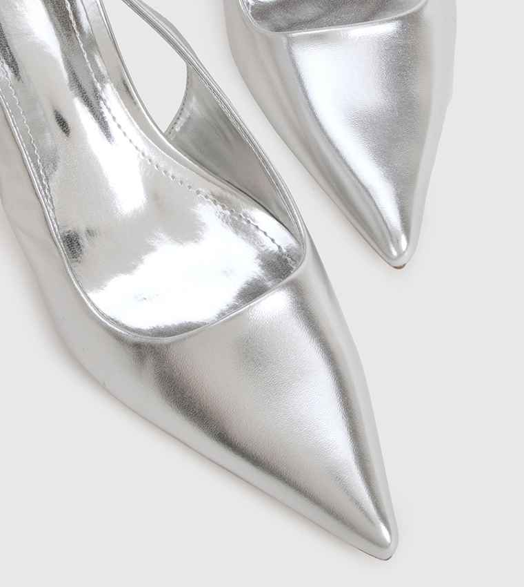 Metallic Pointed Toe Slingback Pumps