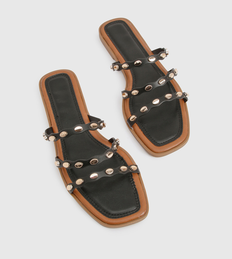 Studded Detail Flat Sandals