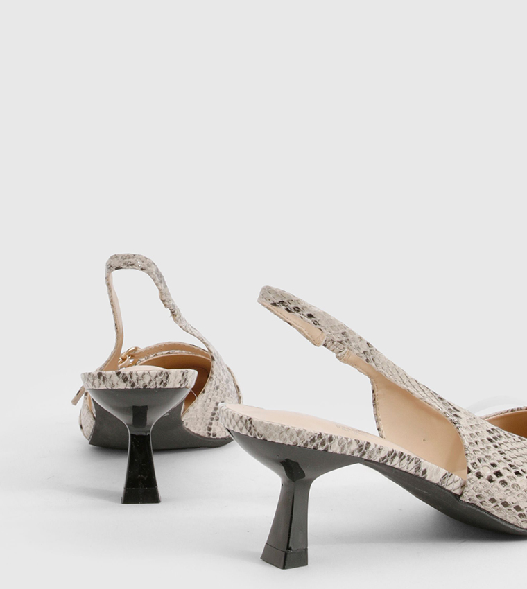Snake Print Buckle Slingback Pumps