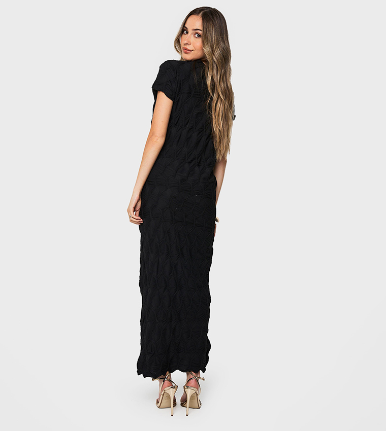 Textured Jacquard Maternity Midaxi Bodycon Maxi Dress