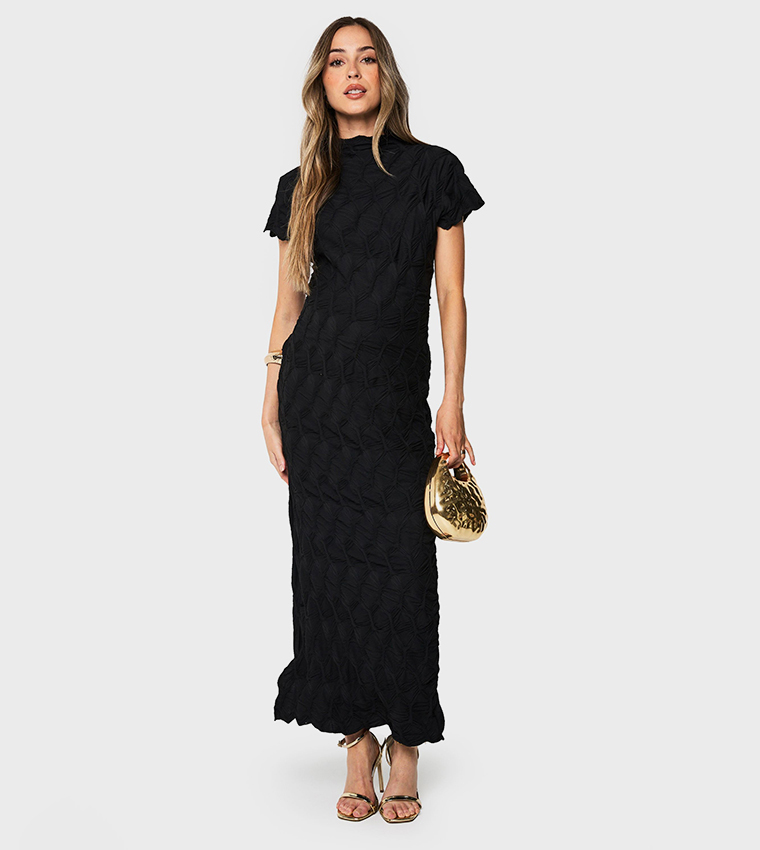 Textured Jacquard Maternity Midaxi Bodycon Maxi Dress
