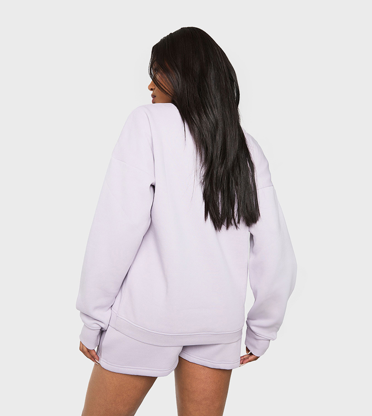 Monaco Slogan Oversized Sweatshirt Shorty Tracksuit Set