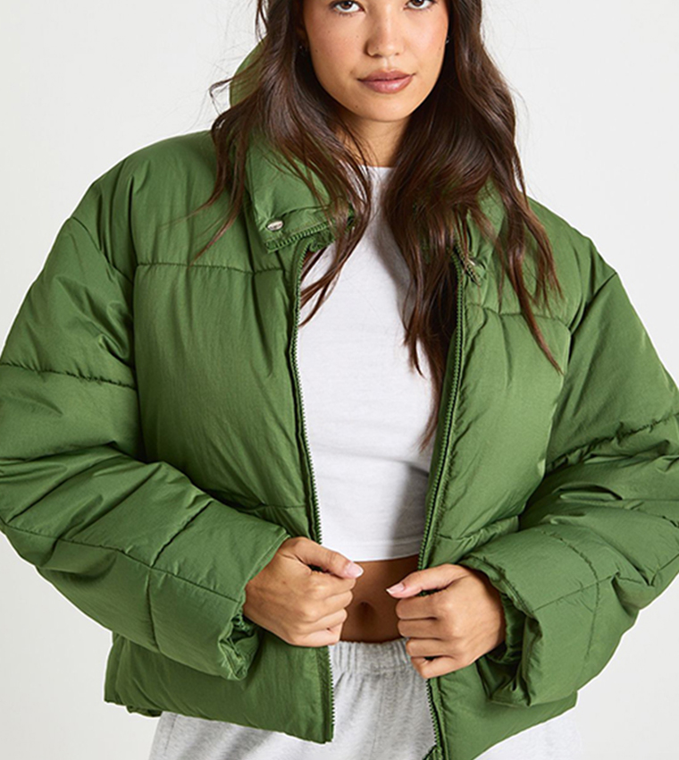 Funnel Neck Detail Puffer Jacket