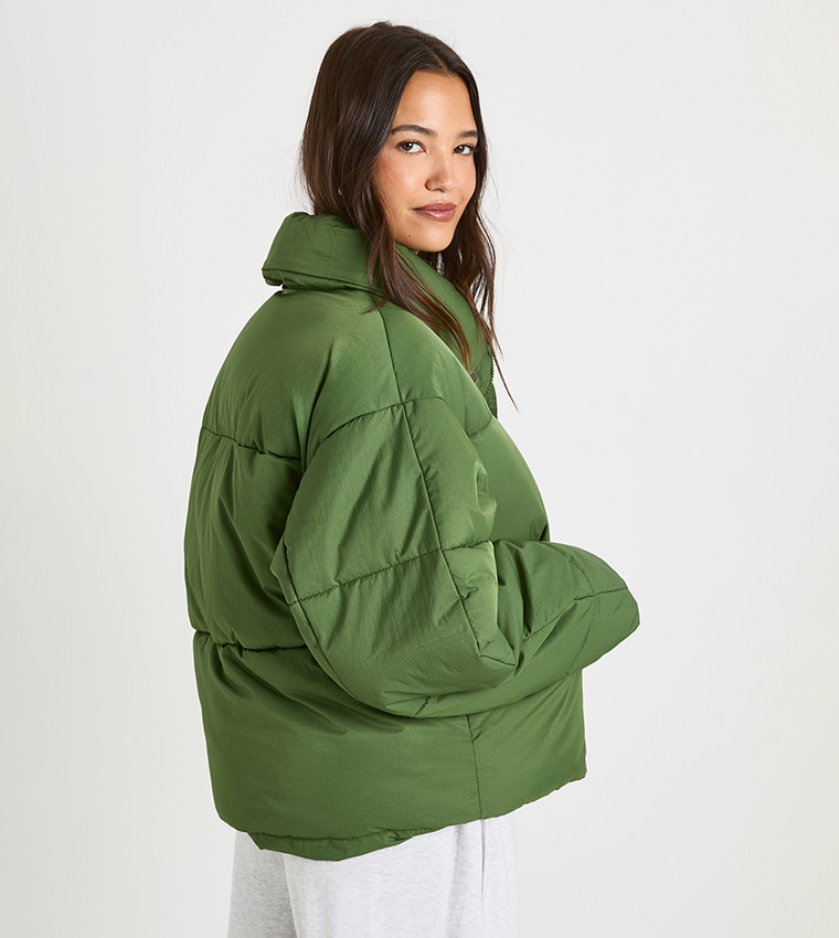 Funnel Neck Detail Puffer Jacket