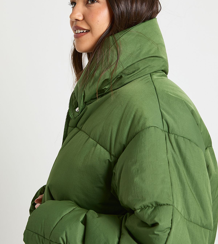 Funnel Neck Detail Puffer Jacket