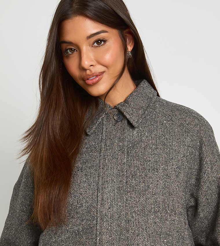 Wool Blend Zip Front Jacket