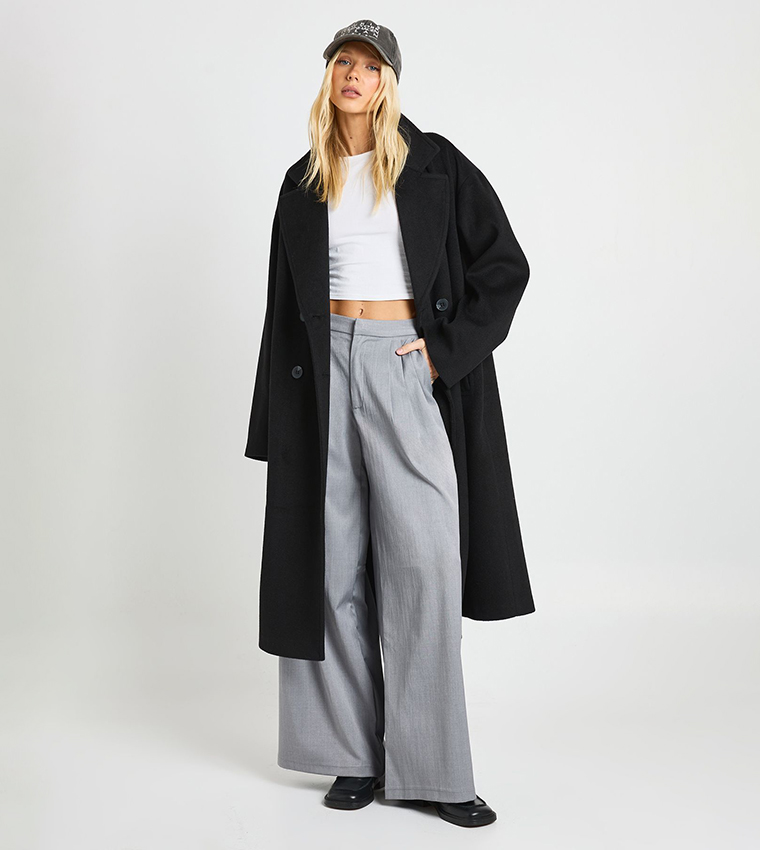 Double Breasted Wool Look Coat