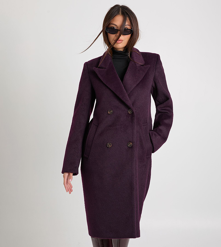 Double-Breasted Wool Look Coat