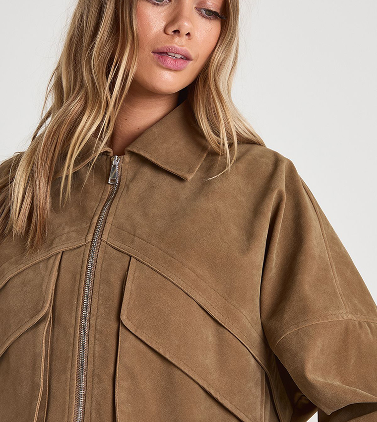 Faux Suede Oversized Jacket