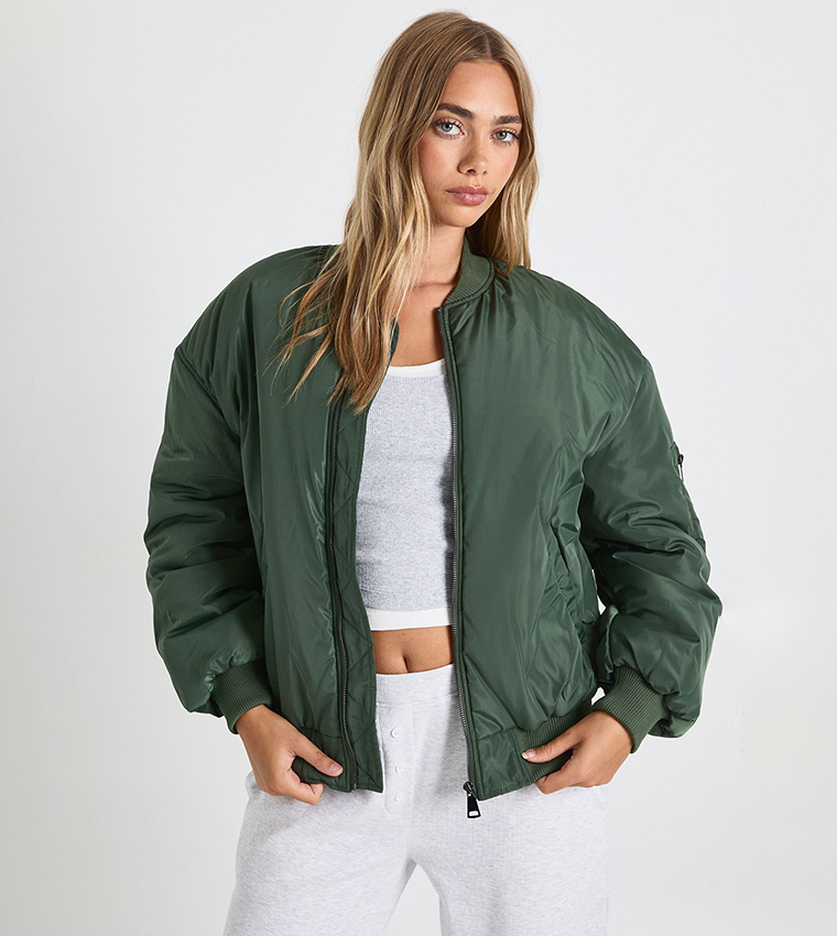 Solid Oversized Bomber Jacket