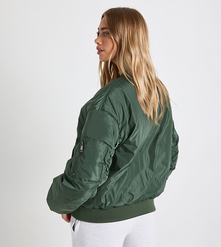 Solid Oversized Bomber Jacket