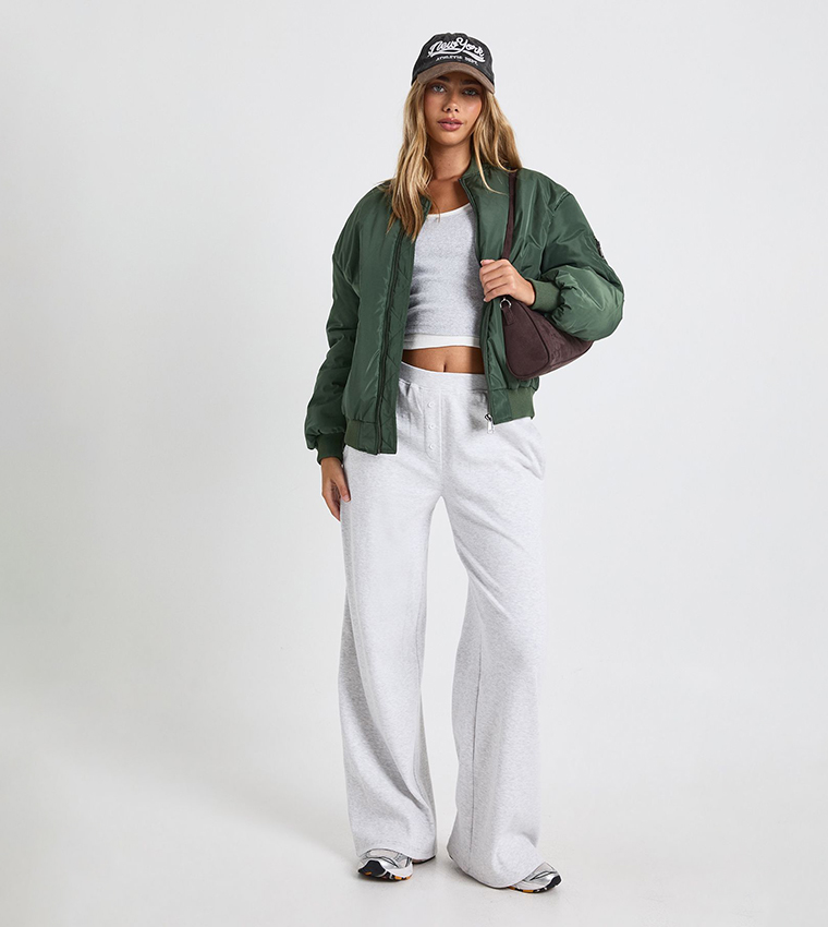 Solid Oversized Bomber Jacket