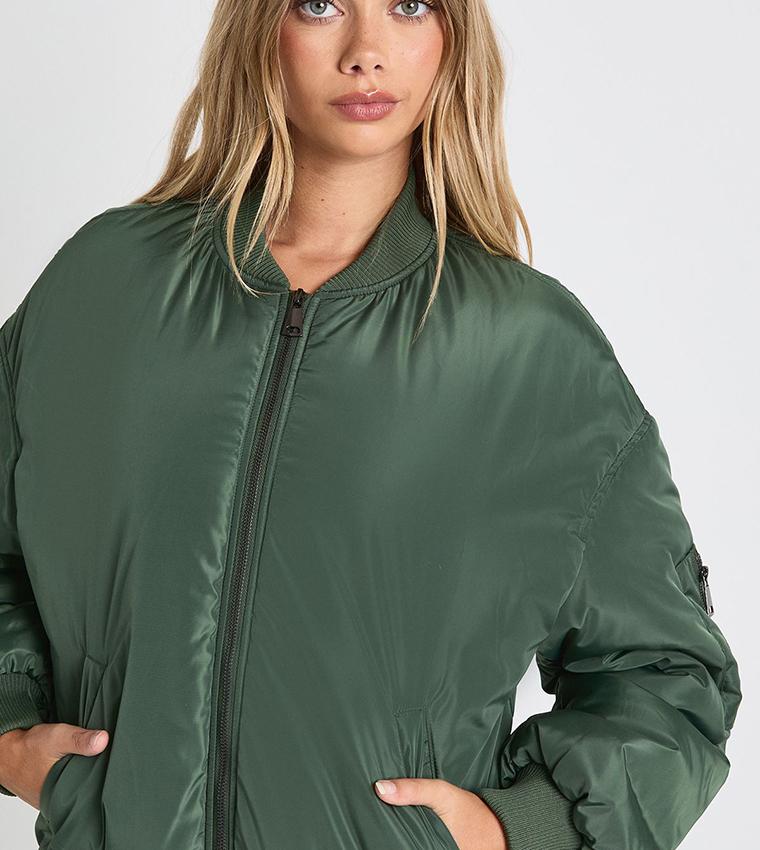 Solid Oversized Bomber Jacket