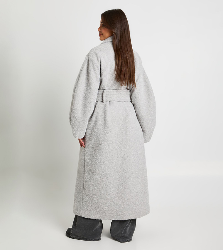 Textured Wool Look Belted Coat