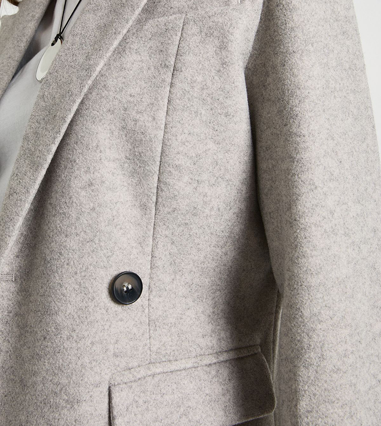 Cinched Waist Wool Look Blazer