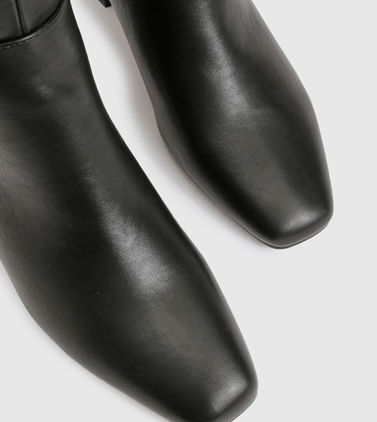 Flared Heel Stretch Knee High Boots