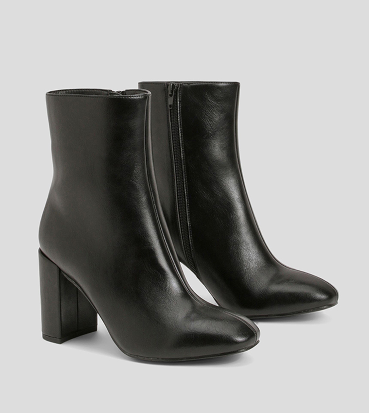 Buy Boohoo Wide Fit Heeled Ankle Boots In Black 6thStreet UAE