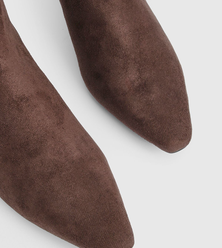 Wide Fit Faux Suede Ruched Mid Calf Boots