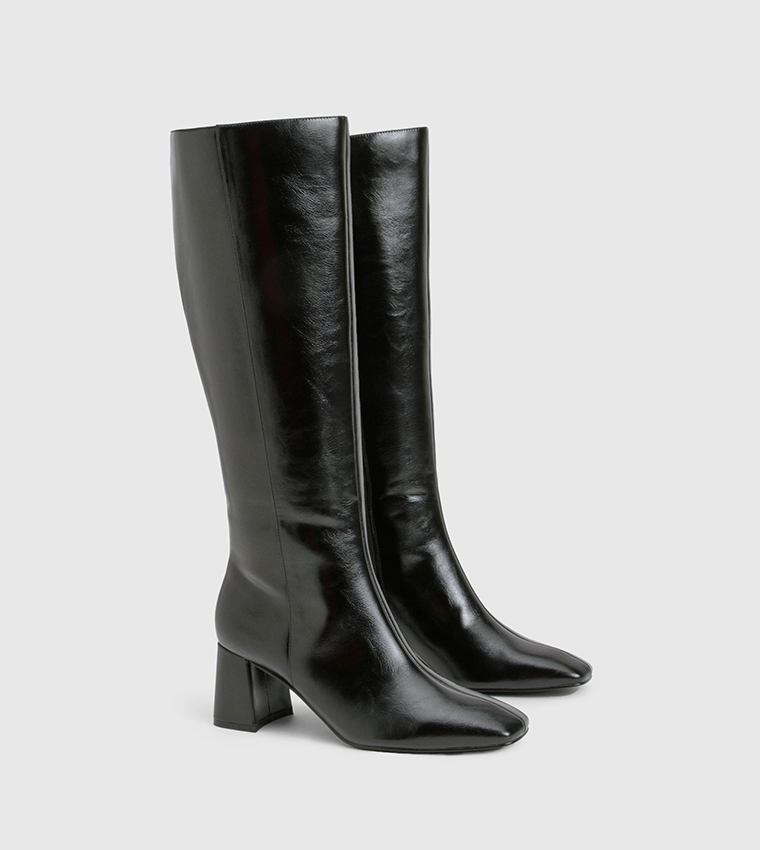 Block Heel Knee High Boots