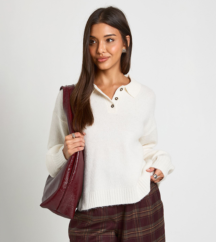 boohoo  V-neck Sweaters - White V-neck Sweaters