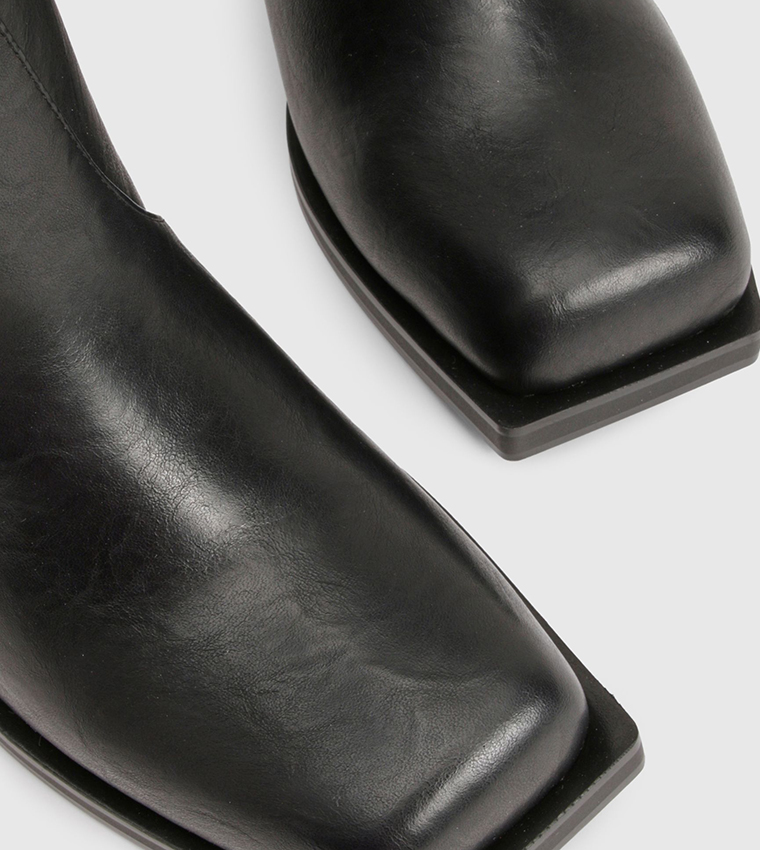 Distressed Block Heel Mid Calf Boots