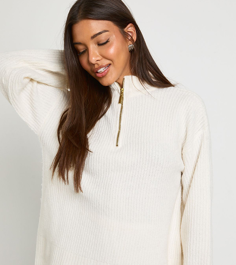 Super Soft Zip Neck Sweater and Wide Leg Trouser Set
