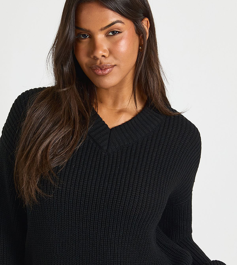 boohoo  V-neck Sweaters - Black V-neck Sweaters