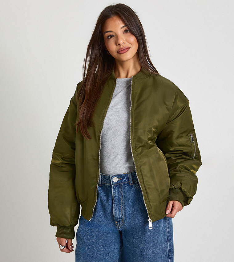 Solid Long Sleeves Bomber Jacket