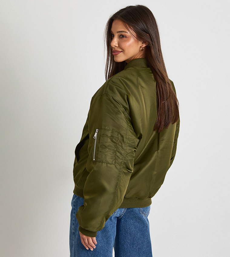 Solid Long Sleeves Bomber Jacket