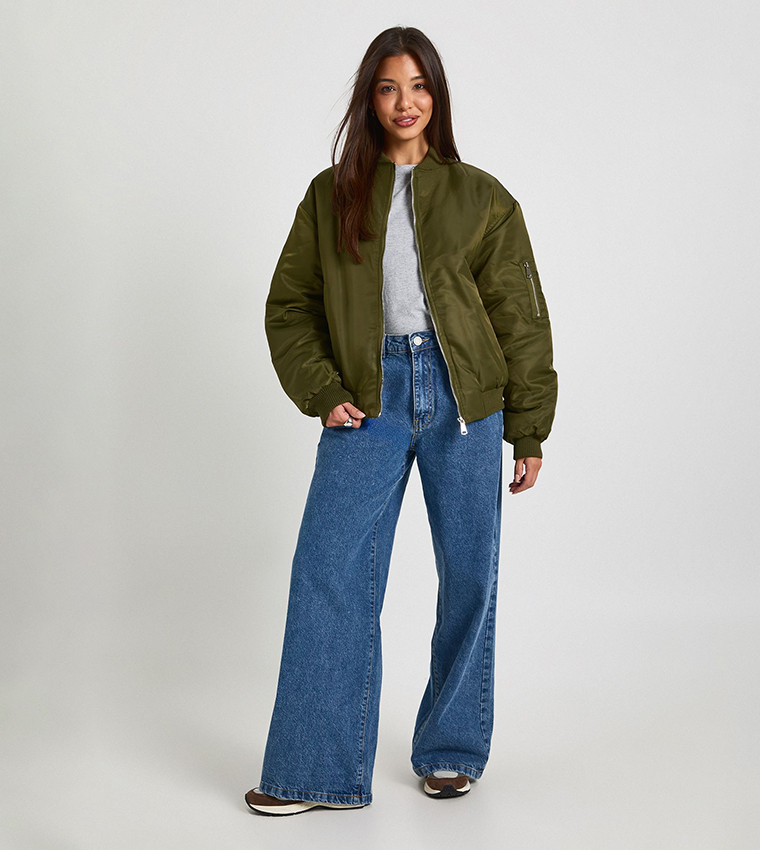 Solid Long Sleeves Bomber Jacket