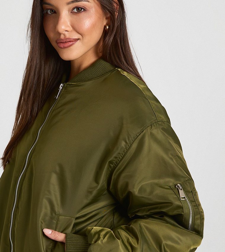 Solid Long Sleeves Bomber Jacket
