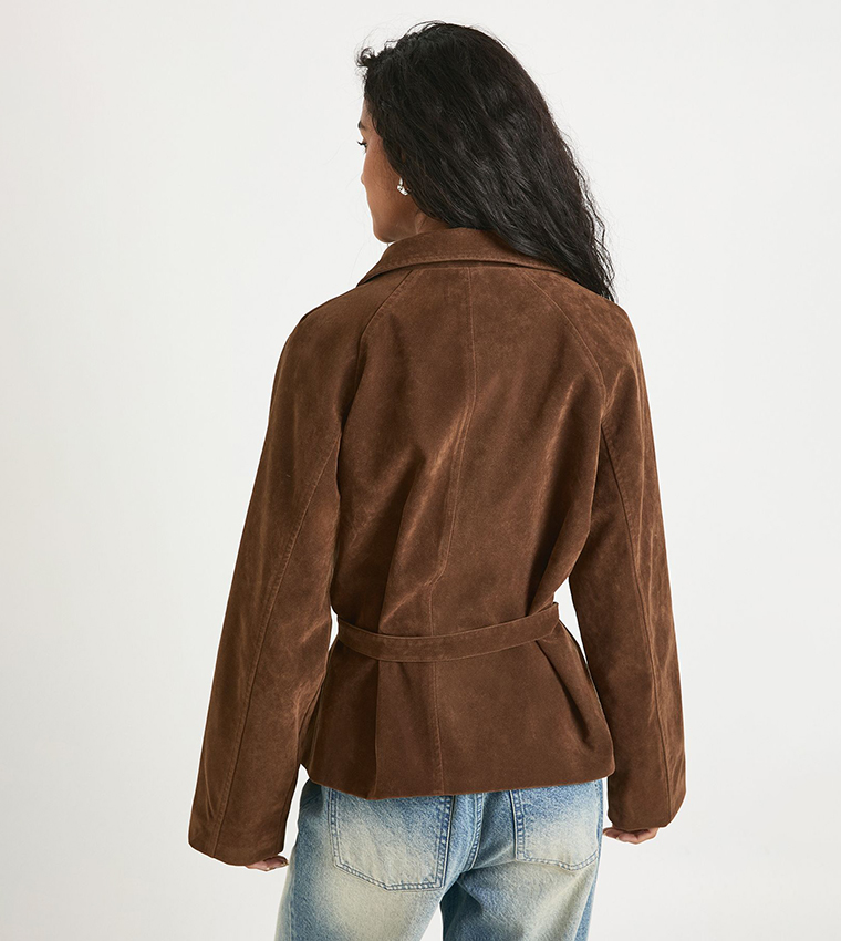 Belted Suede Trench Coat