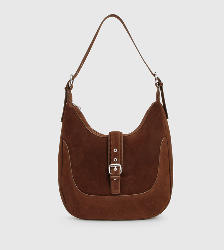 Buckle Detail Slouchy Hobo Bag
