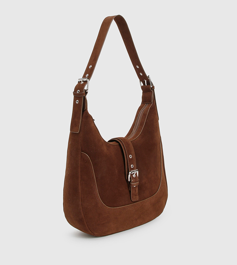Buckle Detail Slouchy Hobo Bag
