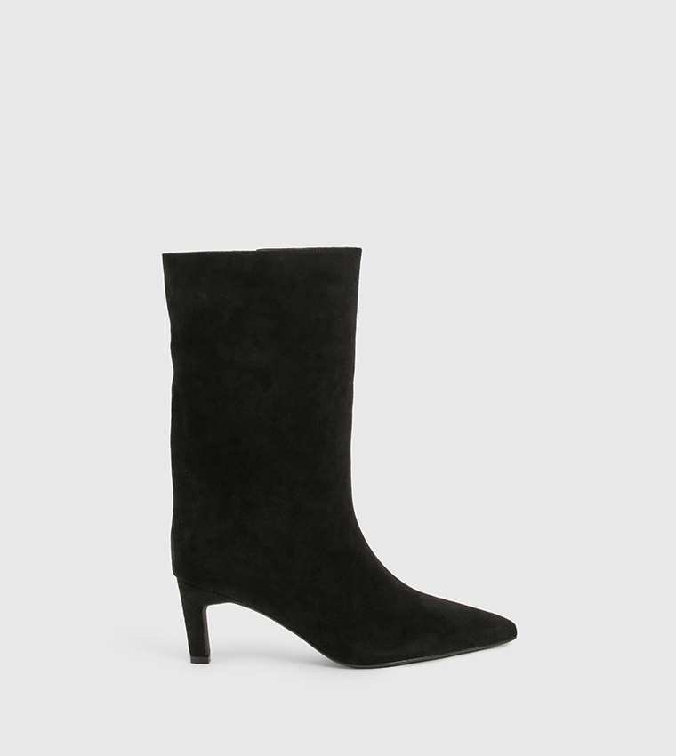 Mid Heel Stiletto Calf High Boots