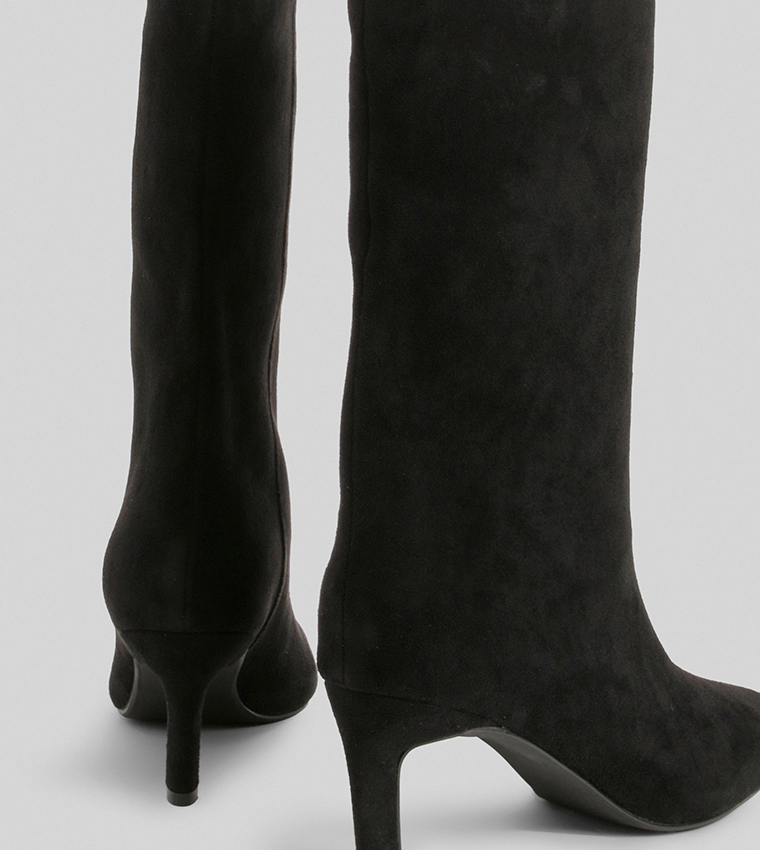 Mid Heel Stiletto Calf High Boots