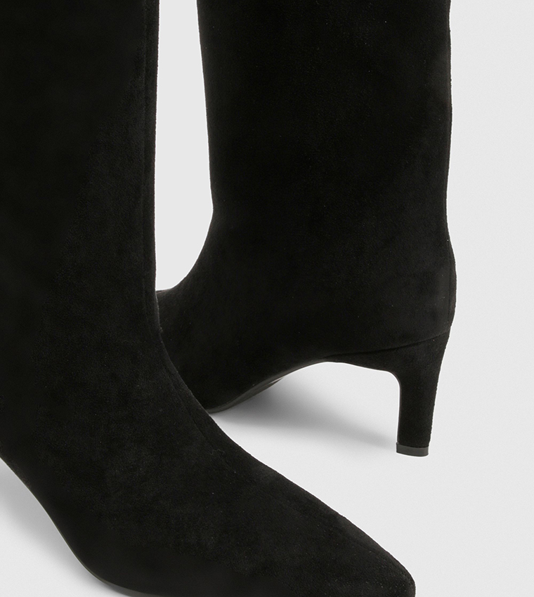 Mid Heel Stiletto Calf High Boots