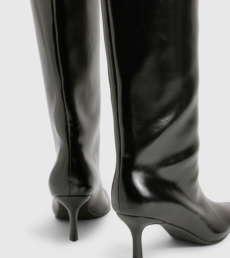 Stiletto Column Pointed Toe Knee High Boots