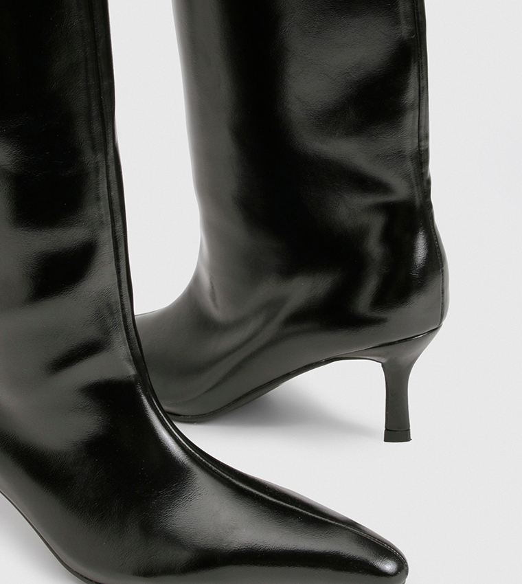 Stiletto Column Pointed Toe Knee High Boots